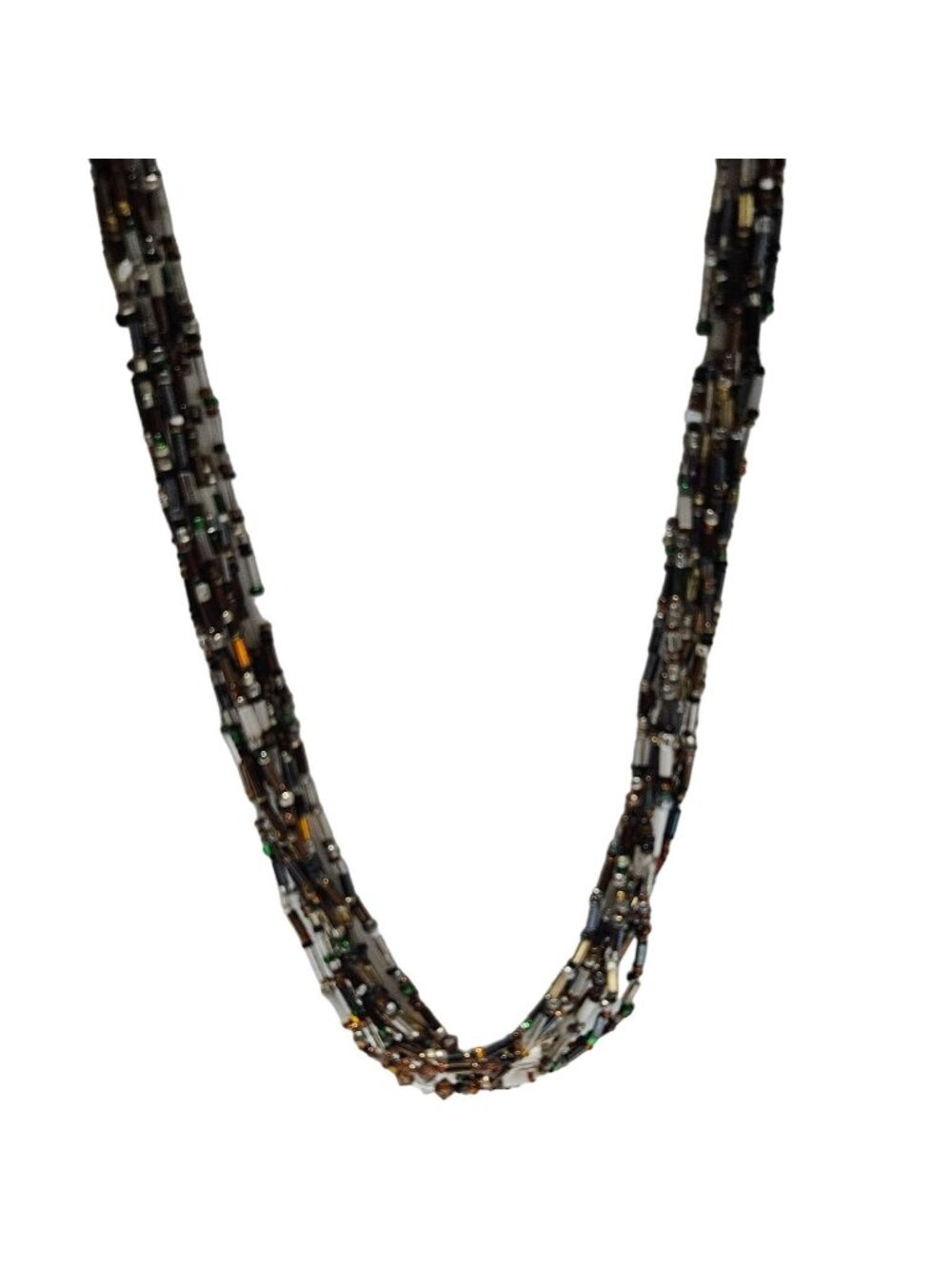 Vintage Seed Beaded Chunky Necklace  Multi Strand Fashion Jewelry Statement